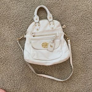 White Leather Cross Body tote